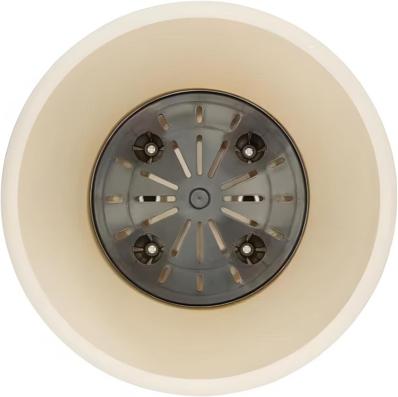 Photo 1 of 11 in. Eleanora Cream Plastic Self-Watering Planter (11 in. D X 7.9 in. H) - 4 Pack