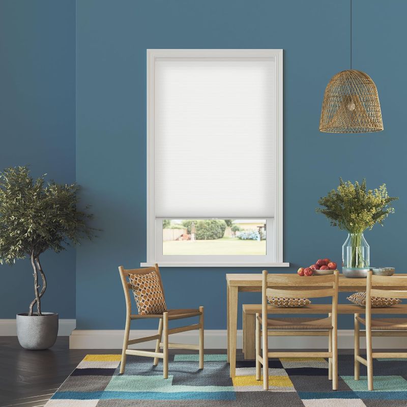 Photo 1 of Cordless Light Filtering Cellular Shades for Windows - 48.75" W x 64" L - White