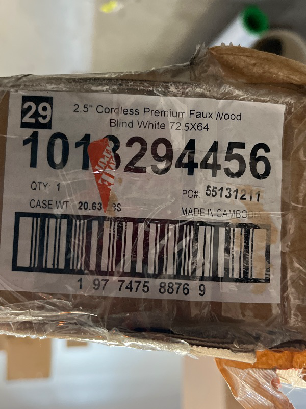 Photo 1 of DEZ FURNISHINGS Cordless 2" Faux Wood Blind, 72.5" W x 72" H, White