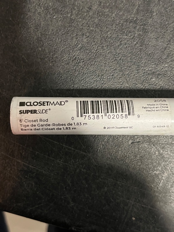 Photo 1 of ClosetMaid SuperSlide Hanging Closet Rod Bar, 6 Ft., for Closet Organizer Systems, White