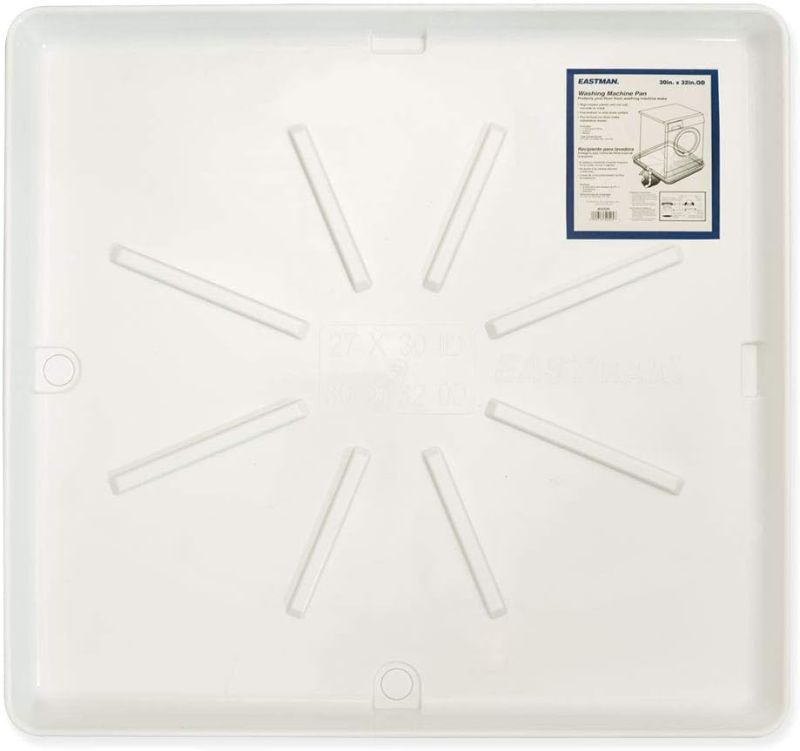 Photo 1 of Eastman Washing Machine Drain Pan, 29 Inch x 33 Inch OD, Plastic Tray, White