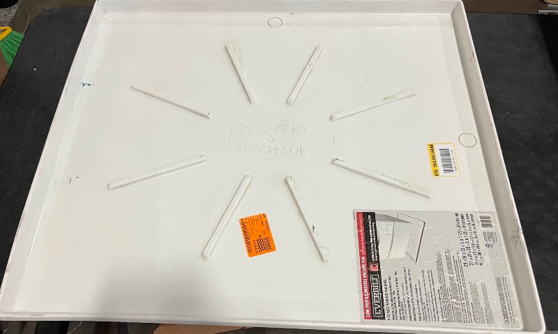Photo 1 of Eastman Washing Machine Drain Pan, 29 Inch x 33 Inch OD, Plastic Tray, White
