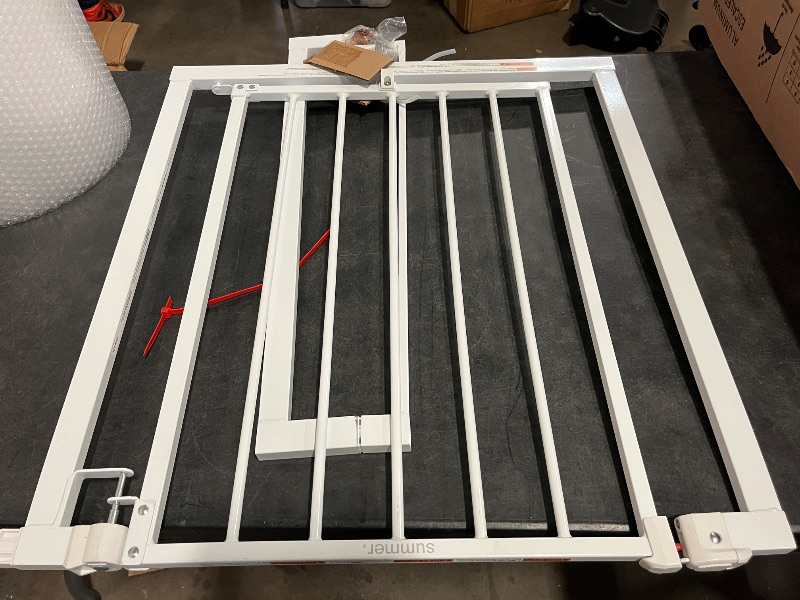 Photo 1 of Ingenuity The Doorway 37W Series Pet and Baby Gate with Quad Cam Lock, 30"-37" Wide, 28" Tall, Pressure or Hardware Mounted, Install on Wall or Banister in Doorway or Stairway, Auto Close Door - White