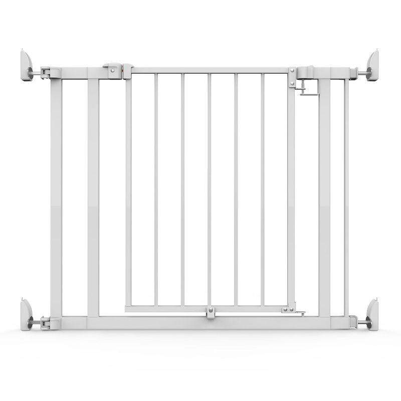 Photo 1 of Ingenuity The Doorway 37W Series Pet and Baby Gate with Quad Cam Lock, 30"-37" Wide, 28" Tall, Pressure or Hardware Mounted, Install on Wall or Banister in Doorway or Stairway, Auto Close Door - White