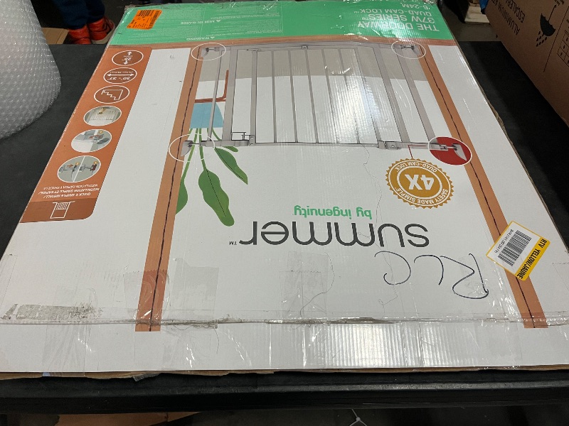 Photo 1 of Ingenuity The Doorway 37W Series Pet and Baby Gate with Quad Cam Lock, 30"-37" Wide, 28" Tall, Pressure or Hardware Mounted, Install on Wall or Banister in Doorway or Stairway, Auto Close Door - White