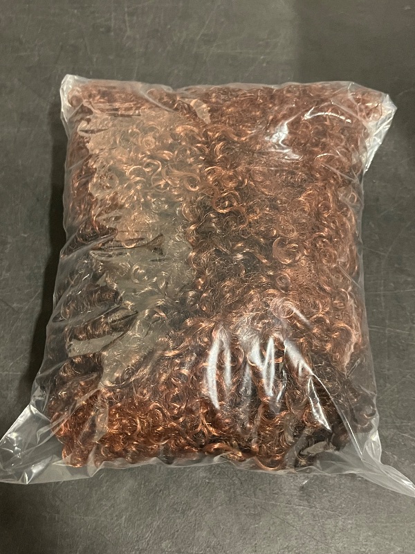 Photo 1 of Kinky Curly Wig Brown With Bangs - Synthetic Short Hair Wig