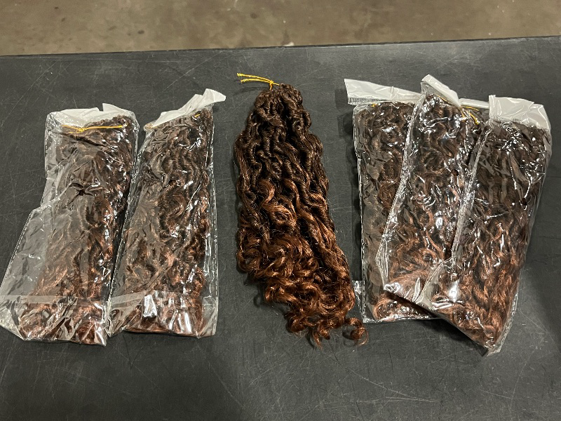 Photo 1 of Crochet Hair For Kids 8" 120 Roots Curly Faux Goddess Locs Crochet Hair Extensions Pre Looped Soft River Locs Crochet Braids with Curly Hair Boho Hippie Locs (8 Inch, 6 Packs, T1B/30)