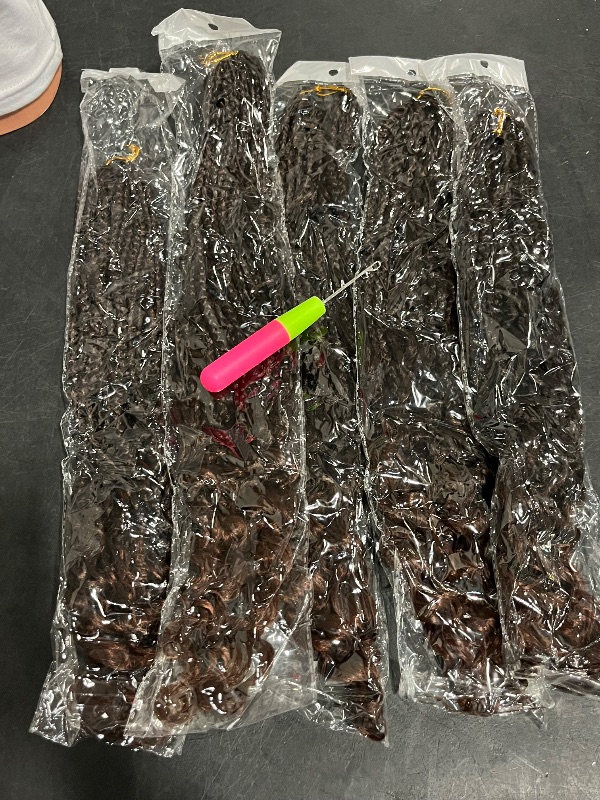 Photo 1 of Beverlee 18 Inch 5 Packs Boho Box Braids Goddess Box Braids Crochet Hair Bohemian Hippie Braids Braiding Hair Box Braids with Curly Ends Messy Pre-looped Synthetic Crochet Hair for Women T30#
