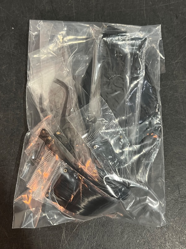 Photo 1 of *Missing One* FESHFEN Colored Clip in Hair Extensions - 10 PCS Black Highlighted Hair Piece Straight Synthetic Clip in Hairpieces for Women 22 inch
