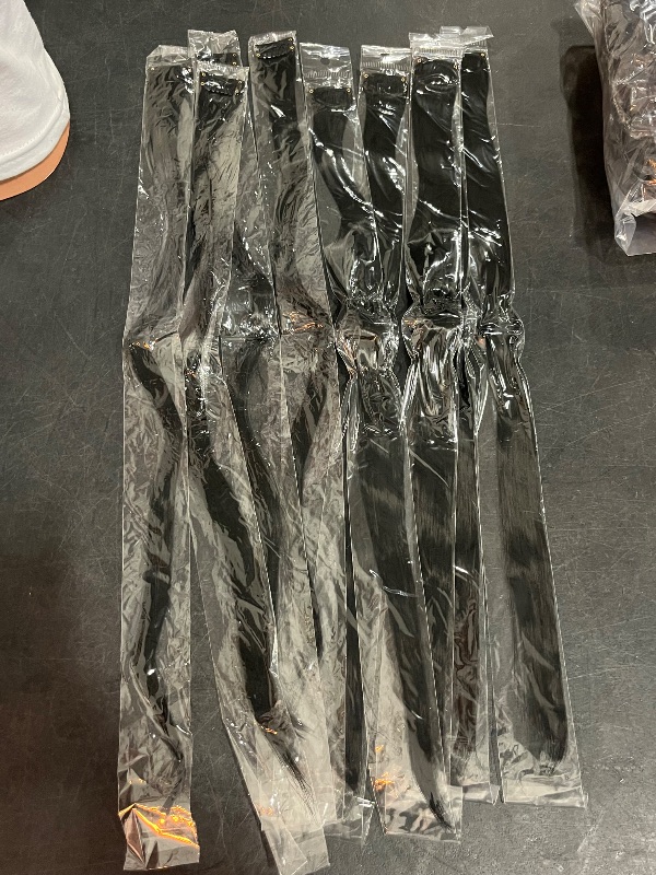 Photo 1 of *Missing One* FESHFEN Colored Clip in Hair Extensions - 10 PCS Black Highlighted Hair Piece Straight Synthetic Clip in Hairpieces for Women 22 inch

