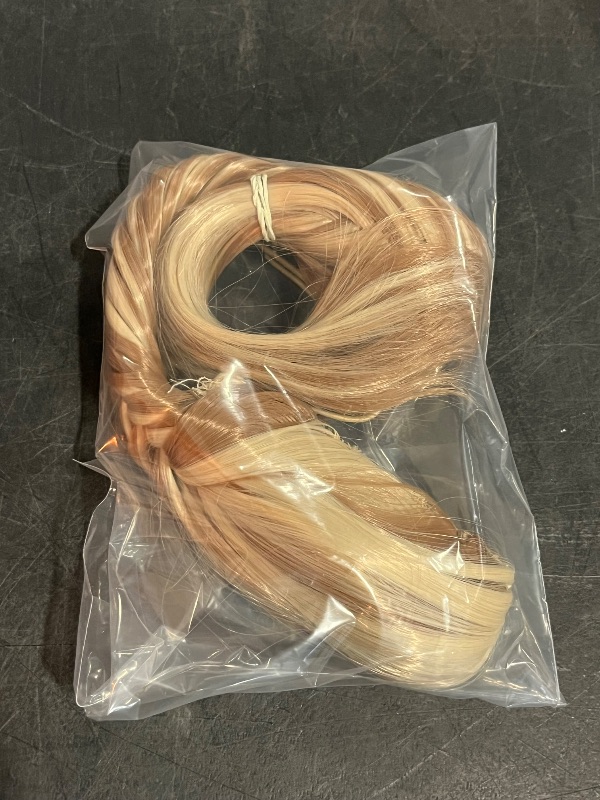 Photo 1 of Fishbone Synthetic Braid Ponytail 20 Inch Ombre Fishtail Ponytail Hairpiece With Hairclip Wavy Hair Extensions
