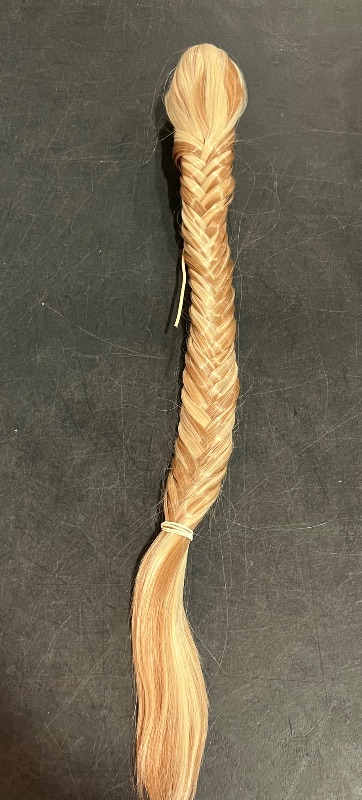 Photo 1 of Fishbone Synthetic Braid Ponytail 20 Inch Ombre Fishtail Ponytail Hairpiece With Hairclip Wavy Hair Extensions
