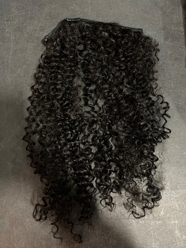 Photo 1 of *Missing a 4 Clip* Curly Clip in Hair Extensions  Brazilian Virgin Human Hair Clip in Extensions Kinky Curly Clip ins Human Hair 8Pcs 120g 18inch Natural Black
