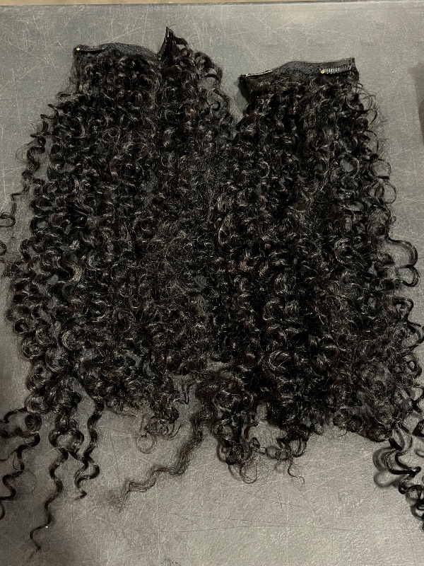 Photo 1 of *Missing a 4 Clip* Curly Clip in Hair Extensions  Brazilian Virgin Human Hair Clip in Extensions Kinky Curly Clip ins Human Hair 8Pcs 120g 18inch Natural Black