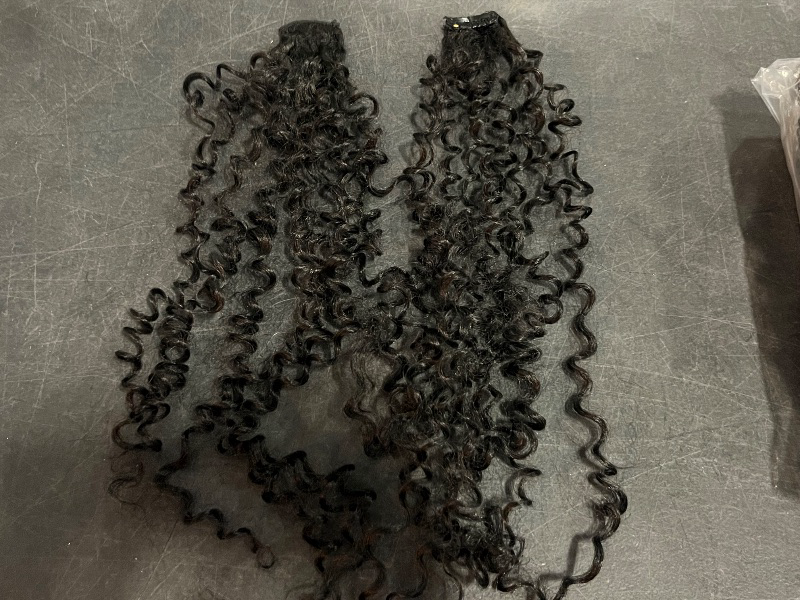 Photo 1 of *Missing a 4 Clip* Curly Clip in Hair Extensions  Brazilian Virgin Human Hair Clip in Extensions Kinky Curly Clip ins Human Hair 8Pcs 120g 18inch Natural Black