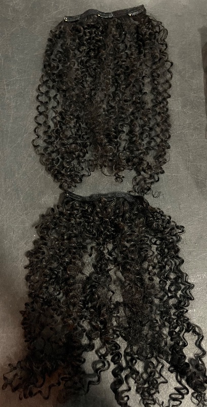 Photo 1 of *Missing a 4 Clip* Curly Clip in Hair Extensions  Brazilian Virgin Human Hair Clip in Extensions Kinky Curly Clip ins Human Hair 8Pcs 120g 18inch Natural Black