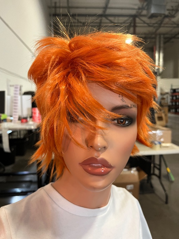 Photo 1 of Short Orange Anime Show Cosplay Costume Wig Fashion Synthetic Hair Wigs for Men Or Women