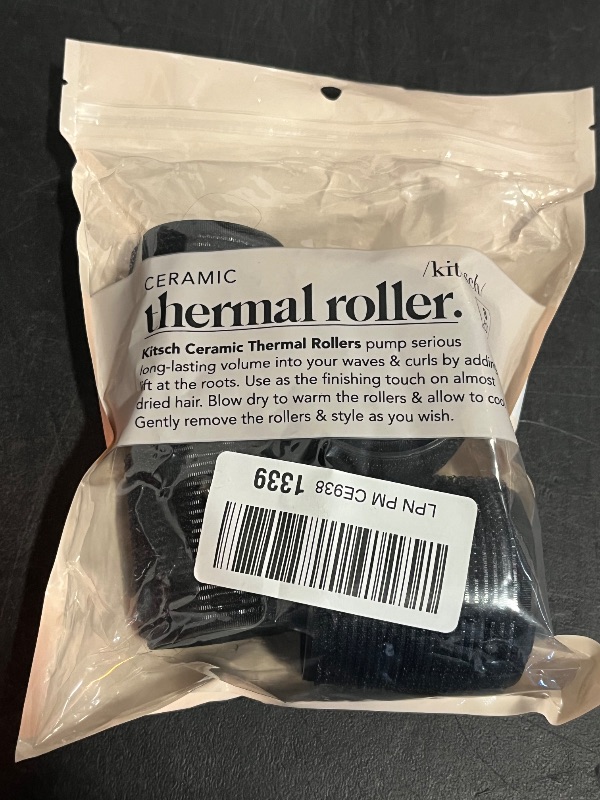 Photo 1 of Kitsch Ceramic Thermal Hair Rollers for Women – Self Grip Hair Curlers for Heatless Curls Overnight - Volumizing Large Rollers for Short & Long Hair - For Long Lasting Frizz-Free Curls - Black, 8pcs