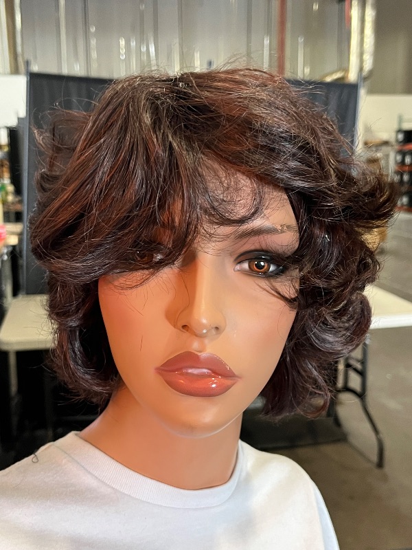 Photo 1 of MapofBeauty 11.8 Inch/30 cm Special Elderly Short Curly Fashion Wigs(Dark Brown)
