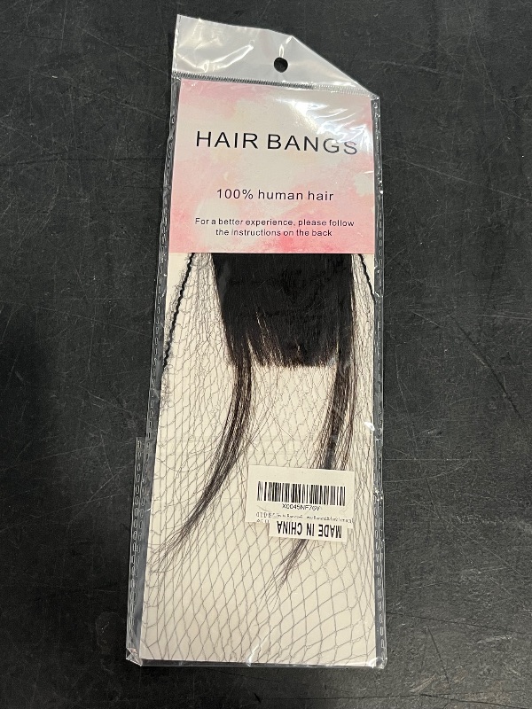 Photo 1 of Bangs Hair Clip Human Hair Medium Brown French Bangs for Women Fringe with Temples Hairpieces Clip on Bangs for Daily Wear (Medium Brown, French Bangs)
