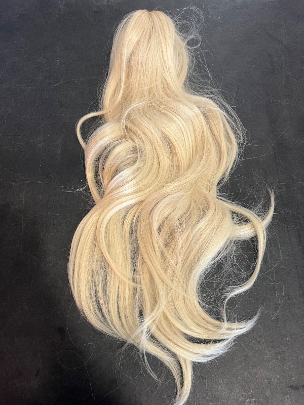 Photo 1 of HSPJHTM Ponytail Extension,24" Blonde Claw Clip Hair Extensions for Women Synthetic Wavy Pony Tail Halloween Fluffy Daily Use