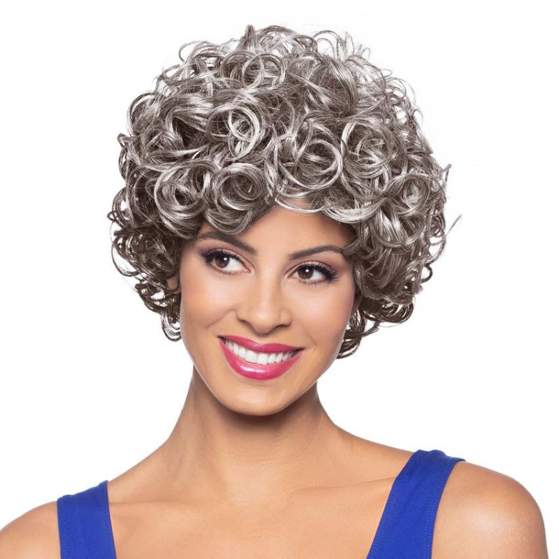 Photo 1 of Foxy Silver Mercy Wig Color 3T51 - Below the Ear Length Curly Volume Heat Resistant Synthetic African American Average Cap Bundle Maxwigs Hairloss Booklet

