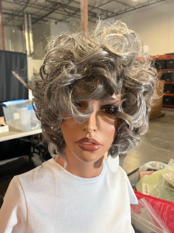 Photo 1 of Foxy Silver Mercy Wig Color 3T51 - Below the Ear Length Curly Volume Heat Resistant Synthetic African American Average Cap Bundle Maxwigs Hairloss Booklet
