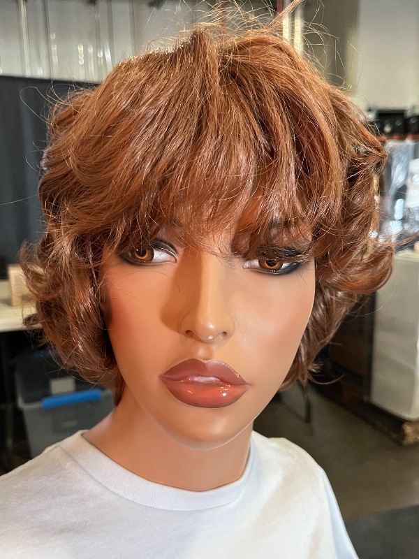 Photo 1 of MapofBeauty 11.8 Inch /30 cm Elderly Women Curly Short Fashion Wig (Light Brown)