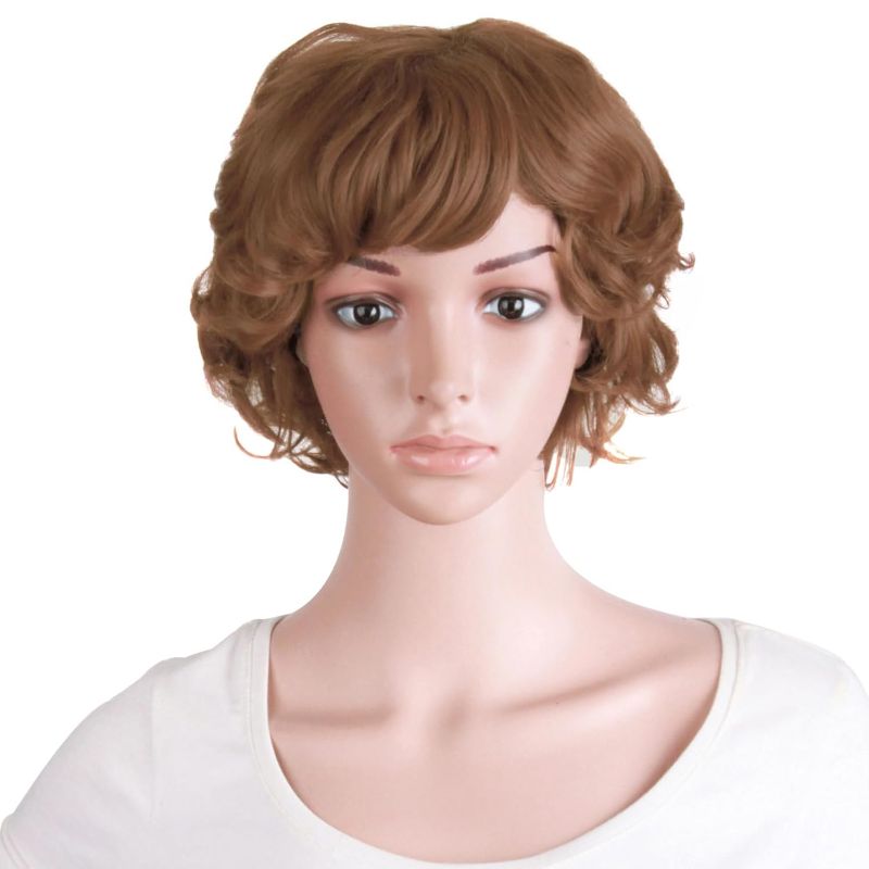 Photo 1 of MapofBeauty 11.8 Inch /30 cm Elderly Women Curly Short Fashion Wig (Light Brown)
