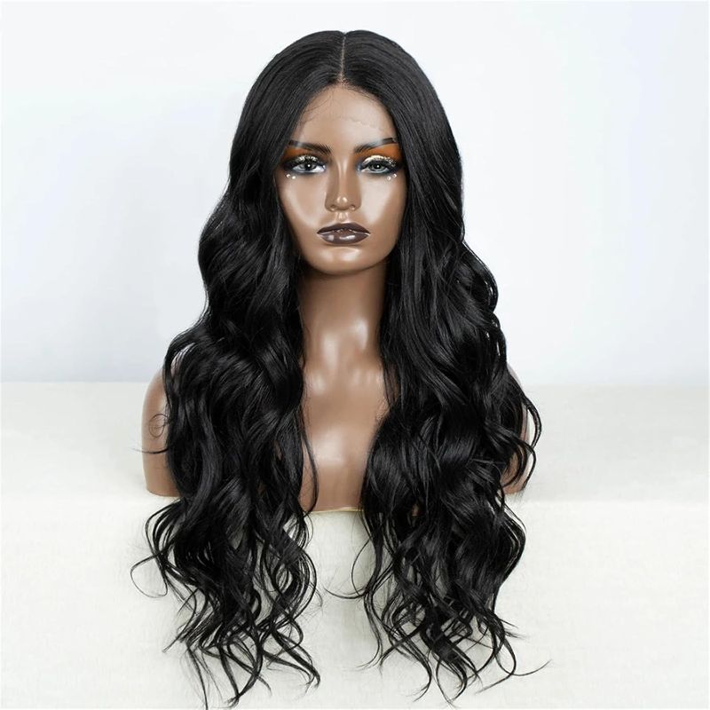 Photo 1 of Pegsmio Synthetic Lace Front Wig Long Wavy 30" Body Wavy Middle Part Lace Wigs For Women Blonde Red Blue Brown Wig