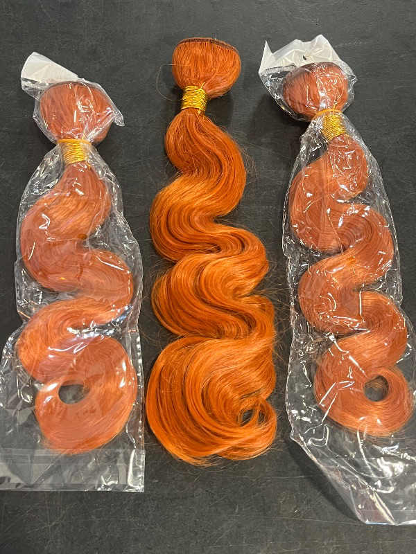 Photo 1 of #350 Orange Bundles Body Wave Bundles Human Hair 20 20 20 Inch Unprocessed Brazilian Virgin Weave Hairs Ginger Orange 3 Bundle 50 Gram Per Bundle Human Hair Extensions