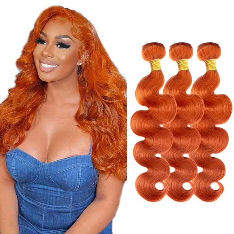 Photo 1 of Missing One** #350 Orange Bundles Body Wave Bundles Human Hair 20 20 20 Inch Unprocessed Brazilian Virgin Weave Hairs Ginger Orange 3 Bundle 50 Gram Per Bundle Human Hair Extensions