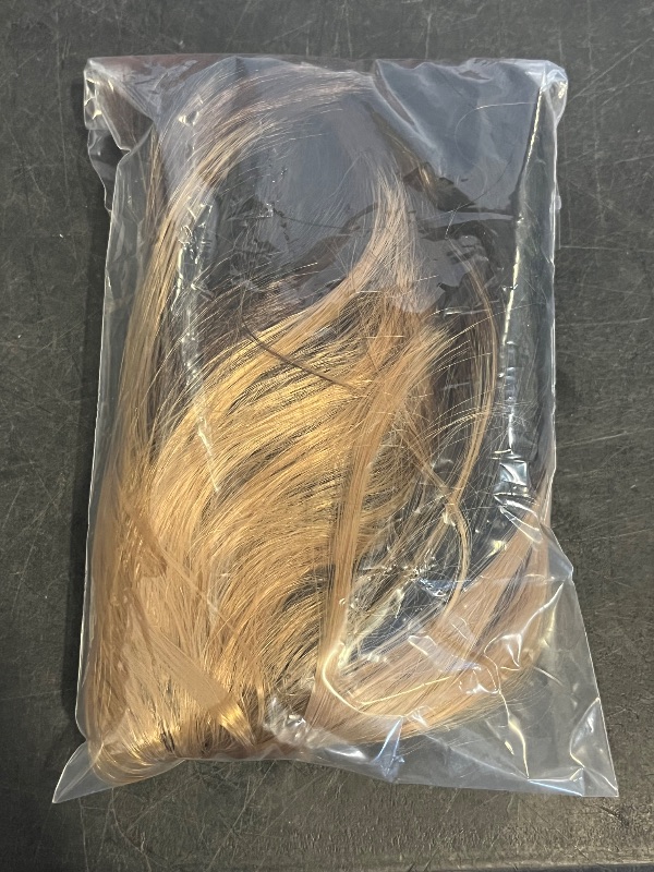 Photo 1 of Pixie Cut Wig for Women Synthetic Short Wigs Blonde Straight Short Bob Wigs with Bangs 1B-4-27 Color Hair (Black Brown Honey)