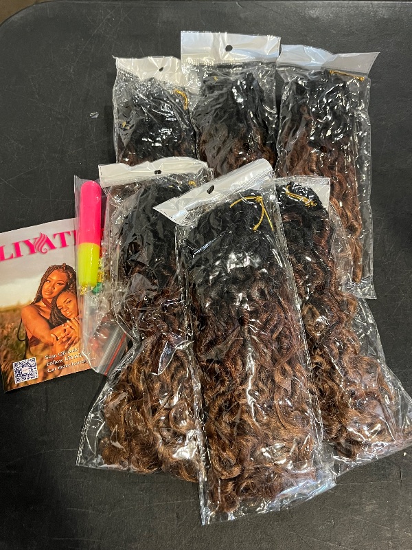 Photo 1 of LIYATE Goddess Locs Crochet Hair 10 Inch 6 Packs Faux Locs Crochet Hair Pre Looped Soft River Locs Crochet Braids with Curly Hair Boho Hippie Locs Hair Extensions(T1B/30/27)