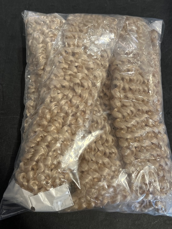 Photo 1 of LIYATE 7 Packs Crochet Box Braids 24 Inch Boho Crochet Hair for Women Bohomian Crochet Braids Synthetic Pre Looped Goddess Box Braids Crochet Hair with Curly Ends Honey Blonde Braiding Hair, P27/613