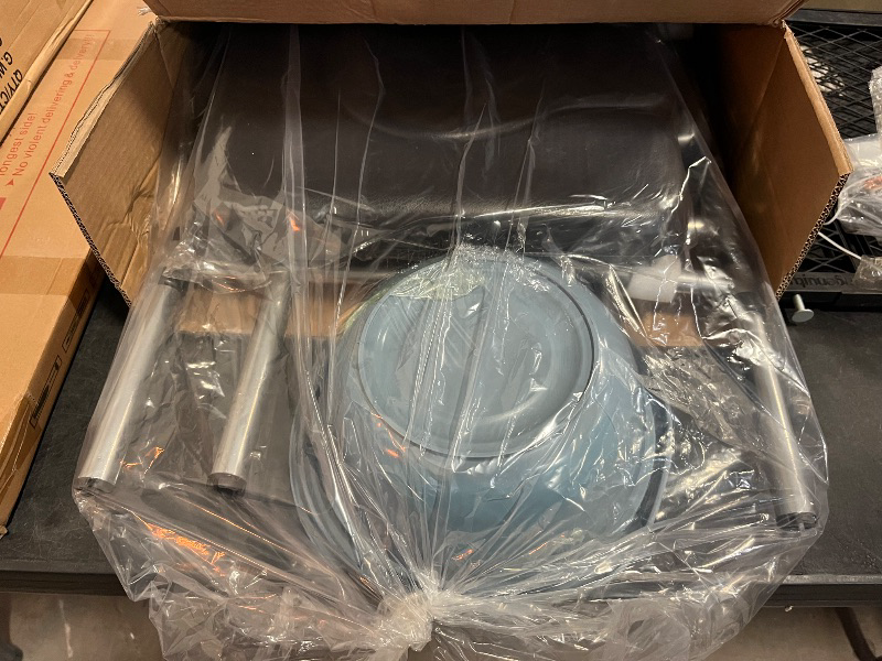 Photo 1 of Drop Arm Bedside Commode, Commode Toilet with Padded Seat and Backrest, 400lbs Capacity, 5.3QT Removable Bucket and Splash Guard, Adjustable Height Portable Toilet for Adults, Blue