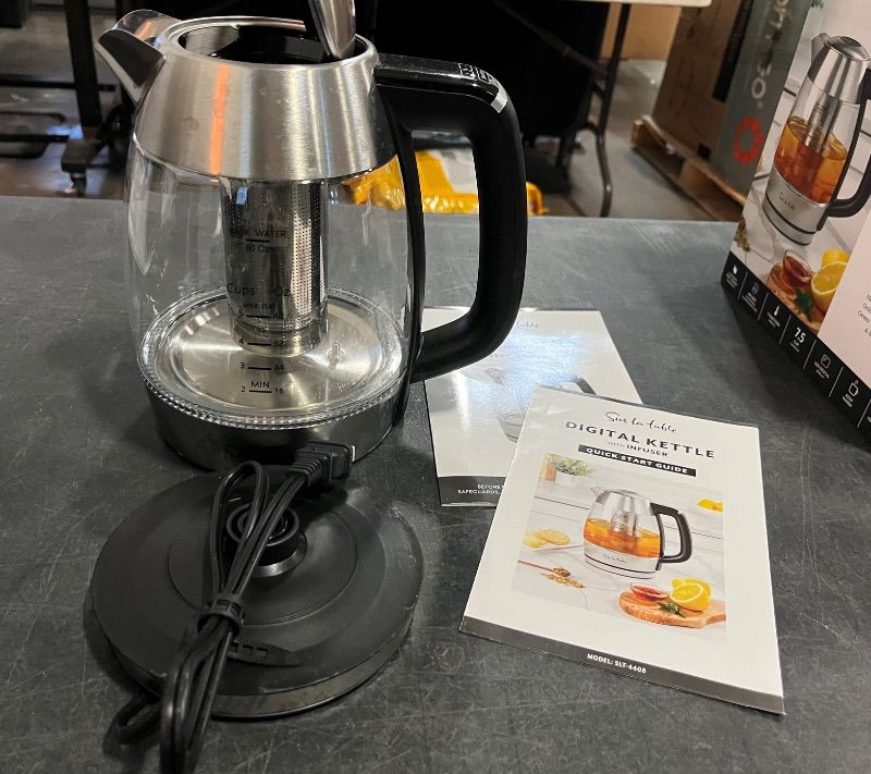 Photo 1 of Chefman Electric Kettle with Temperature Control, 5 Presets LED Indicator Lights, Removable Tea Infuser, Glass Tea Kettle & Hot Water Boiler, 360° Swivel Base, BPA Free, Stainless Steel, 1.8 Liters
