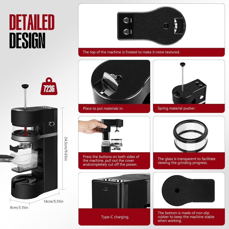 Photo 1 of Electric Grinder, 1800mah Battery Powered, 500g Large Capacity, with Storage Box, Black