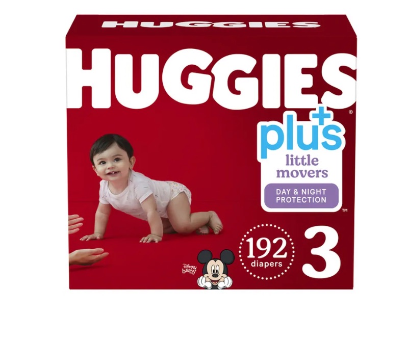 Photo 1 of Huggies Little Movers Plus Baby Diapers Size 3, 192 Count 