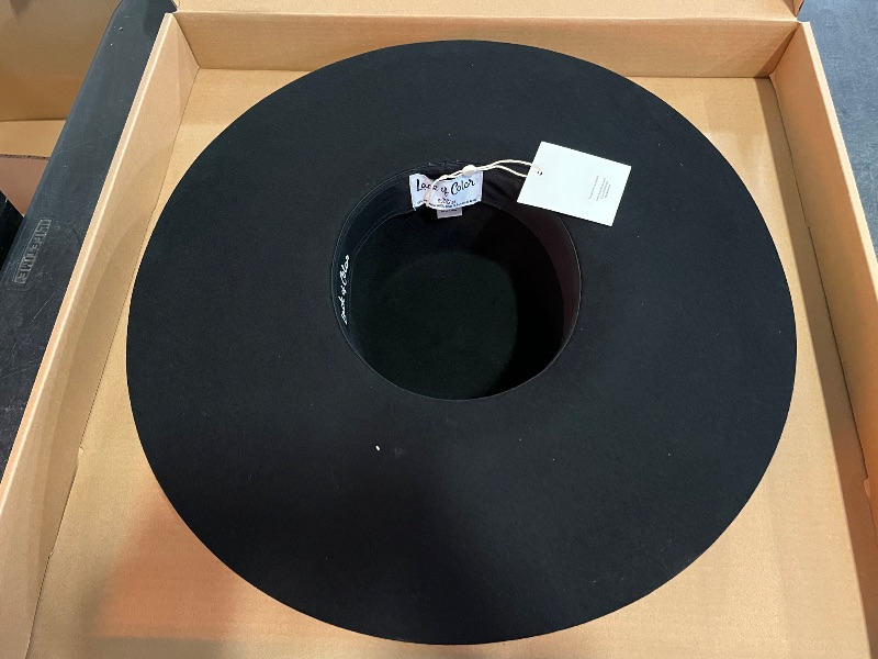 Photo 1 of Band Around Hat is Plain**
(S) Wide Brim Black Boater Style Hat