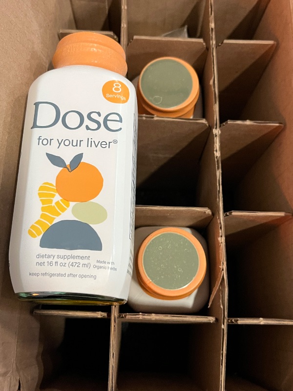 Photo 1 of Exp 03/15/2026 DOSE for Your Liver Cleanse Detox & Repair, Made with Organic Milk Thistle Supplement with Turmeric, Dandelion, Ginger, and Orange, Supports Healthy Liver Function,16oz Bottle, 3 Pack (3 Week Supply)
