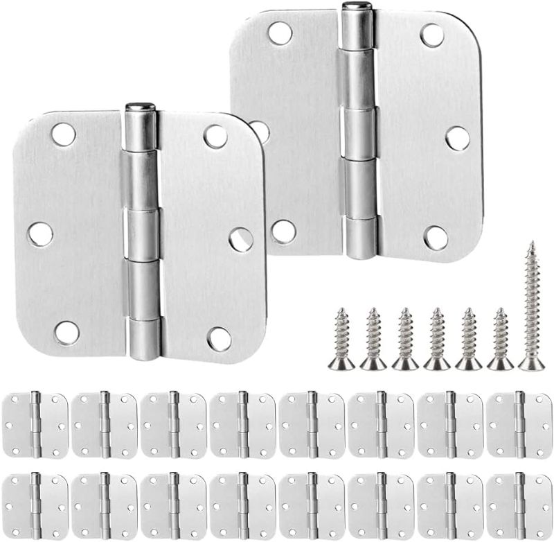 Photo 1 of 18 Pack Satin Nickel Door Hinges 3.5 inch Brushed Nickel Hinges Rounded 5/8" Radius Corners Bedroom Residential Standard Indoor Door Hardware Hinge