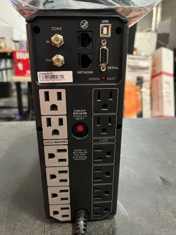 Photo 1 of CyberPower CP1500AVRLCD3 Intelligent LCD UPS System, 1500VA/900W, 12 Outlets, 2 USB Ports, AVR, Mini Tower, Black