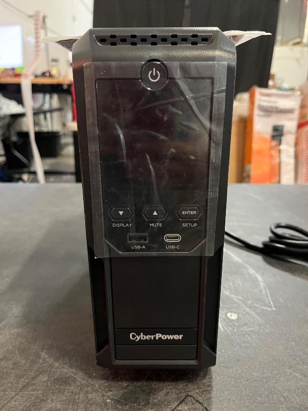 Photo 1 of CyberPower CP1500AVRLCD3 Intelligent LCD UPS System, 1500VA/900W, 12 Outlets, 2 USB Ports, AVR, Mini Tower, Black