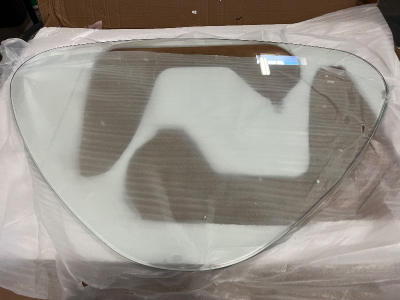 Photo 1 of Coffee Tables for Living Room - Triangle Glass Coffee Table with Wooden Base Mid-Century Modern Abstract End Table for Study Room Office Hotel Balcony