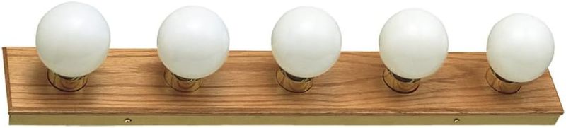 Photo 1 of Design House 500215 5 Strip Light Contemporary Dimmable for Bathroom, Bedroom, Makeup Vanity, Honey Oak(Bulbs Not Included)