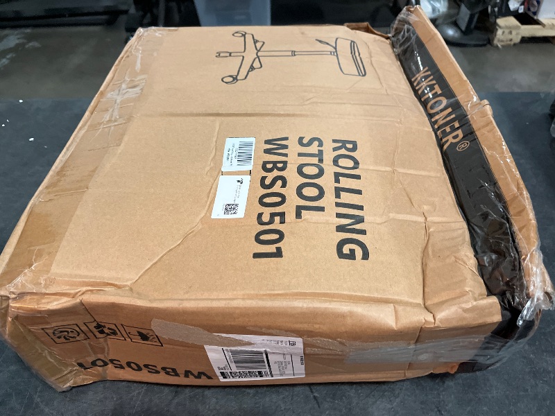 Photo 1 of KKTONER Round Rolling Stool PU Leather Height Adjustable Swivel Drafting Work SPA Medical Salon Stools Chair with Wheels (White)
