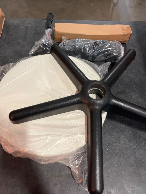 Photo 1 of KKTONER Round Rolling Stool PU Leather Height Adjustable Swivel Drafting Work SPA Medical Salon Stools Chair with Wheels (White)
