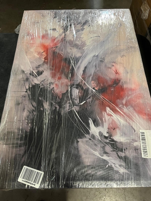 Photo 1 of Canvas Art Design: a Vivid Interplay Of Chaos And Passion In Swirling Colors Of Black, White, And Red Art Decoration, Office Wall Art. Size: 91x61 cm (36x24 inch)