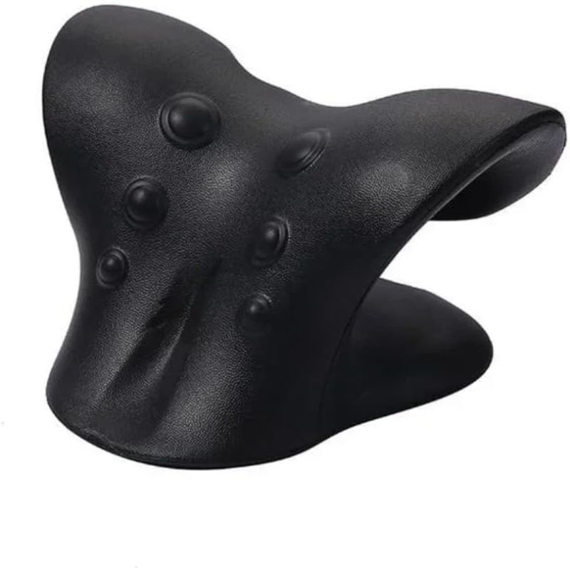 Photo 1 of Ergonomic Cervical Neck Shoulder Stretcher Massage Pillow Traction Device Muscle Relaxation Relieve Pain Cervical Correction (Black)